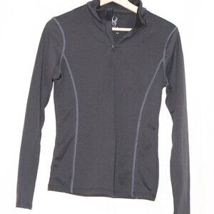 Black Womens Spyder 1/4 Zip Base Layer Slim Fit Size Small